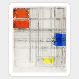 Abstract geometric square piece of art by Piet Mondrian Sticker